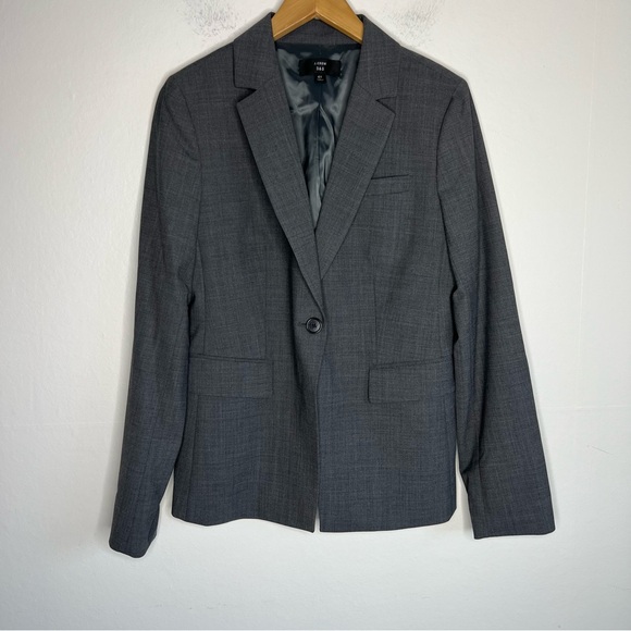 J. Crew Gray Blazer Wool blend Sz 6 Tall Button Closure - Picture 1 of 7